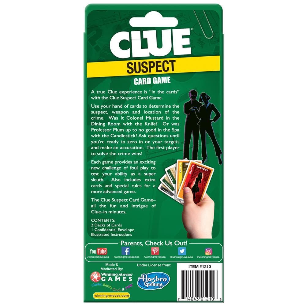 Clue Suspect Family Card Game