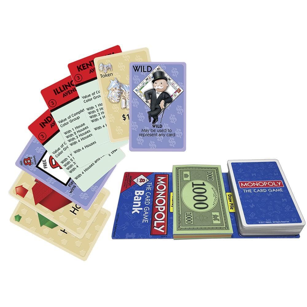 Sample cards and money for Monopoly the Card Game Calendar Club