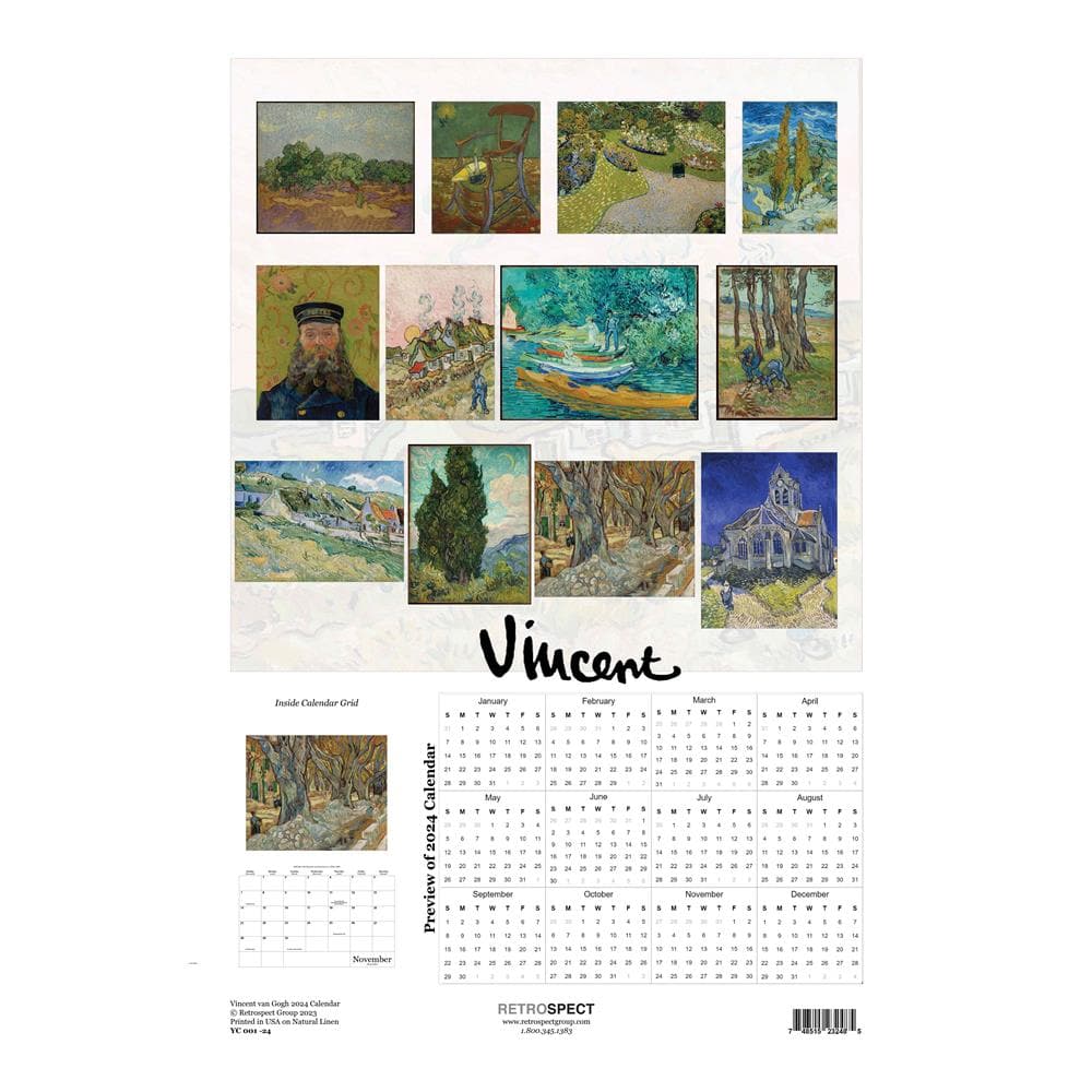 Retrospect　Calendar　Vincent　Gogh　Van　Group　Calendar　Poster　2024　748515232485　Club