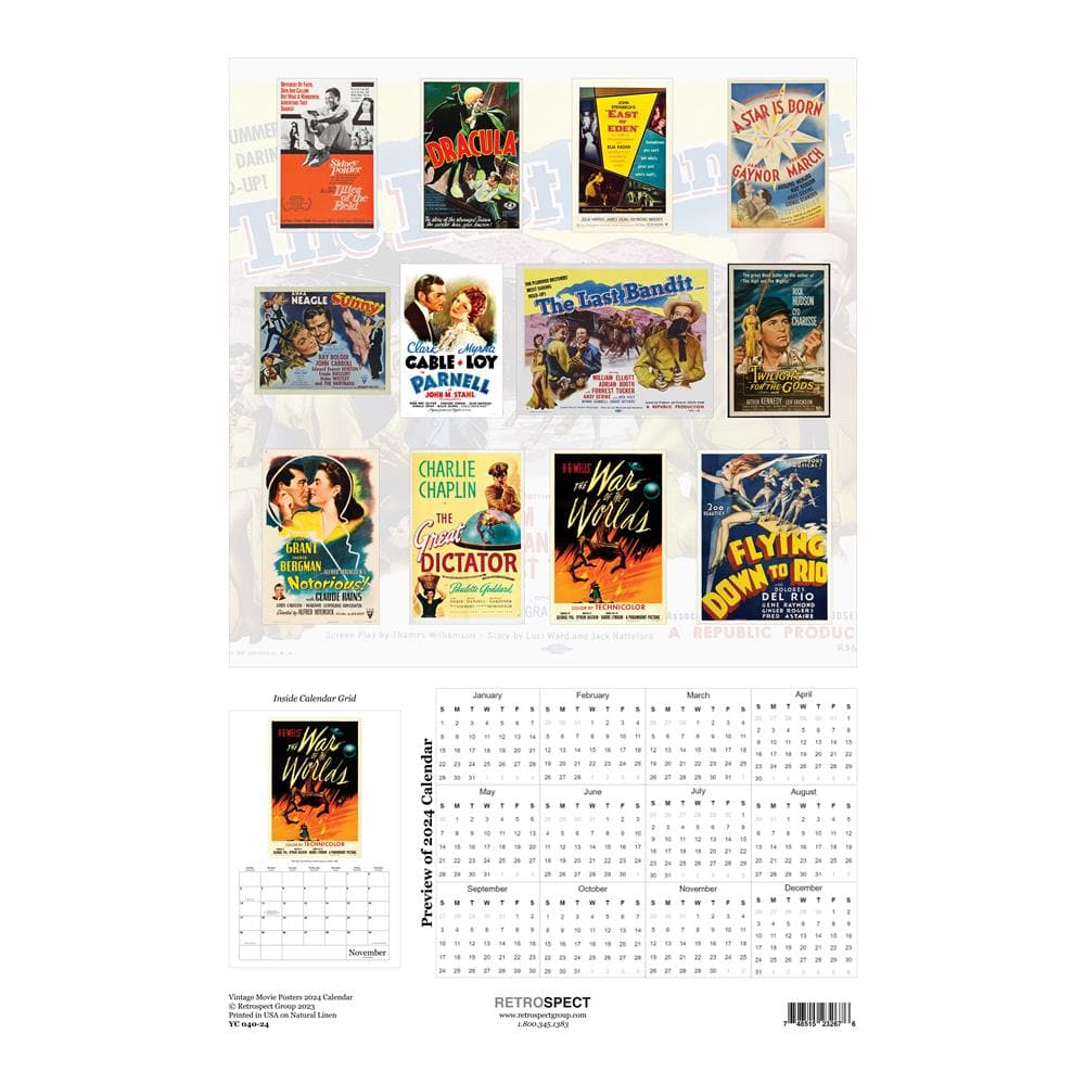 Vintage Movie Posters 2024 Poster Calendar product image