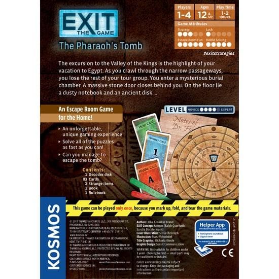Exit Pharaohs Tomb Escape Room Board Game Back Image