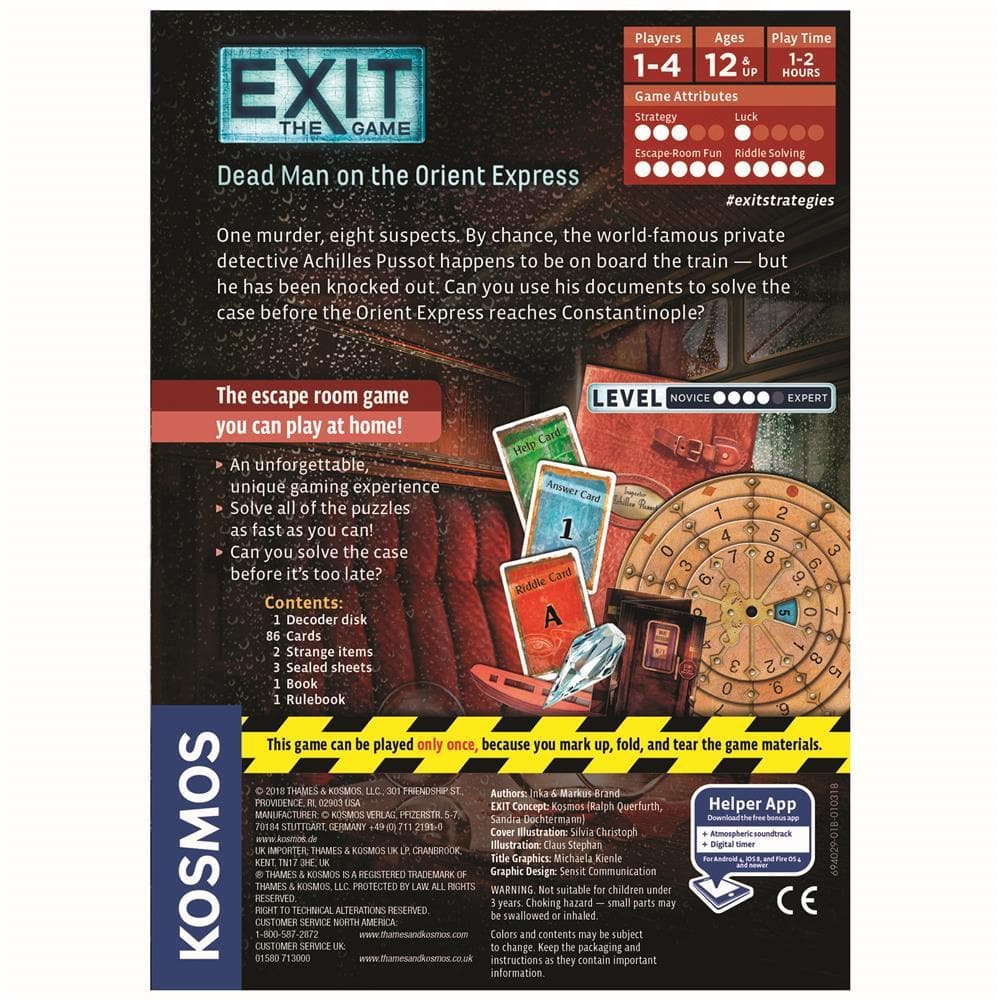 Exit Dead Man on the Orient Express Escape Room Board Game