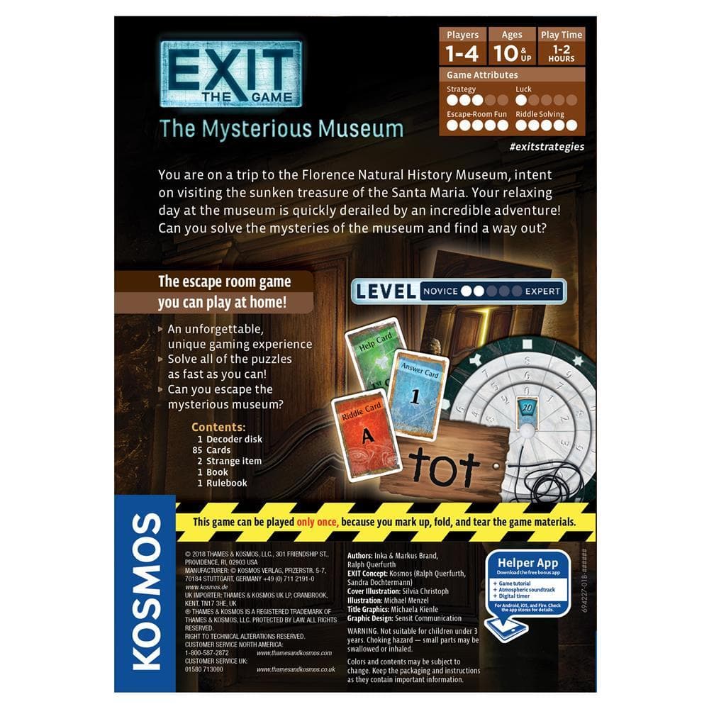 Exit The Mysterious Museum Escape Room Board Game