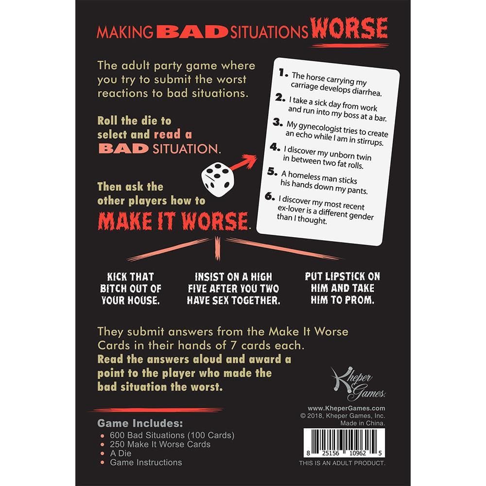 825156109625 Making Bad Situations Worse Kheper Games - Calendar Club2