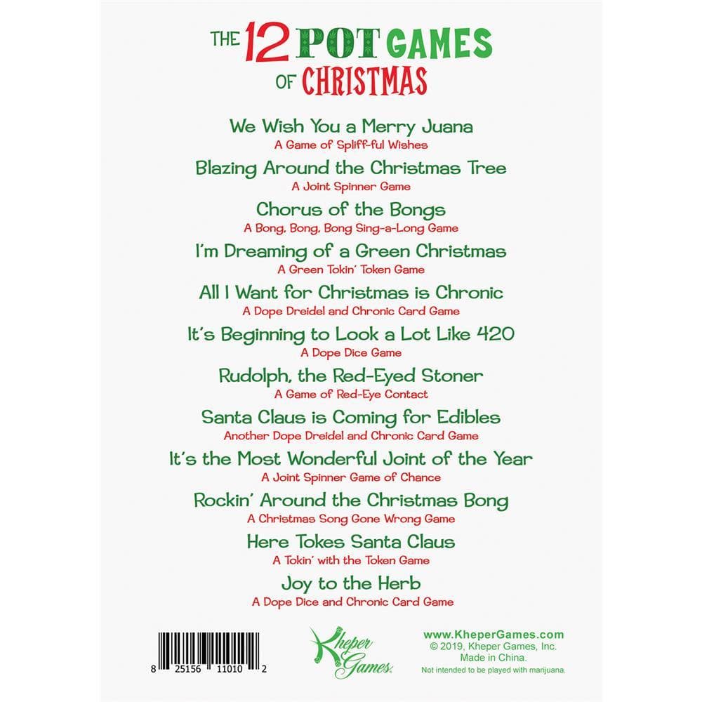12 Pot Games of Christmas Back of Package Image