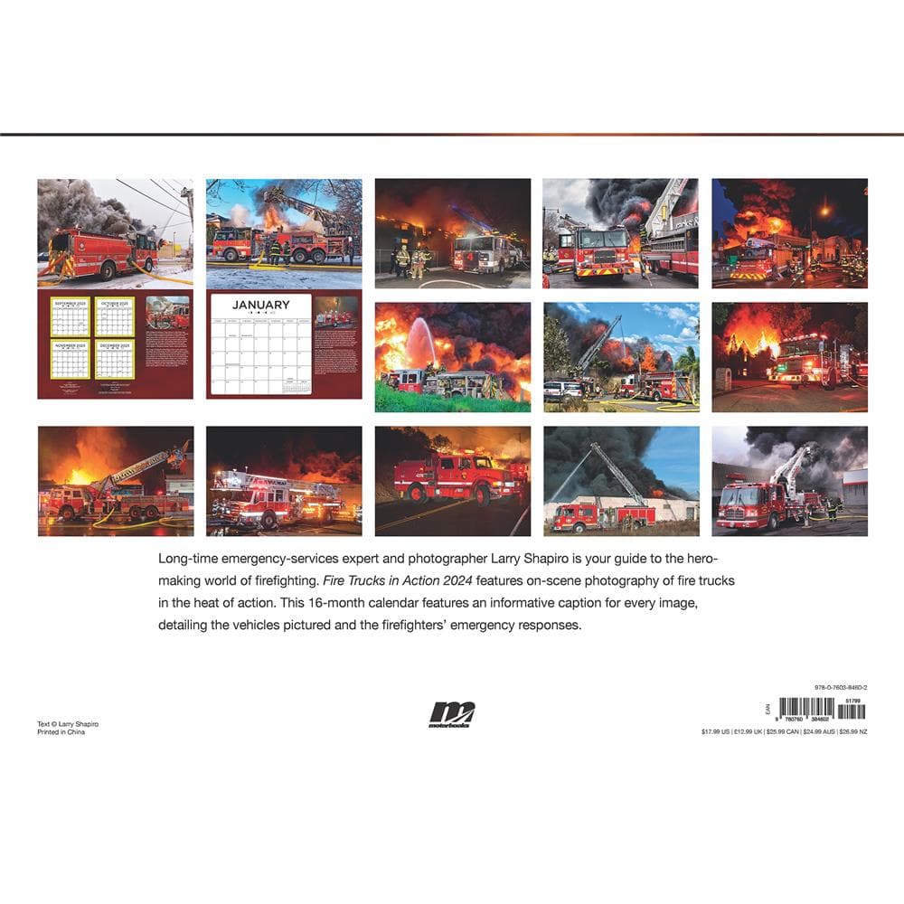 Fire Trucks in Action 2024 Oversized Wall Calendar product image