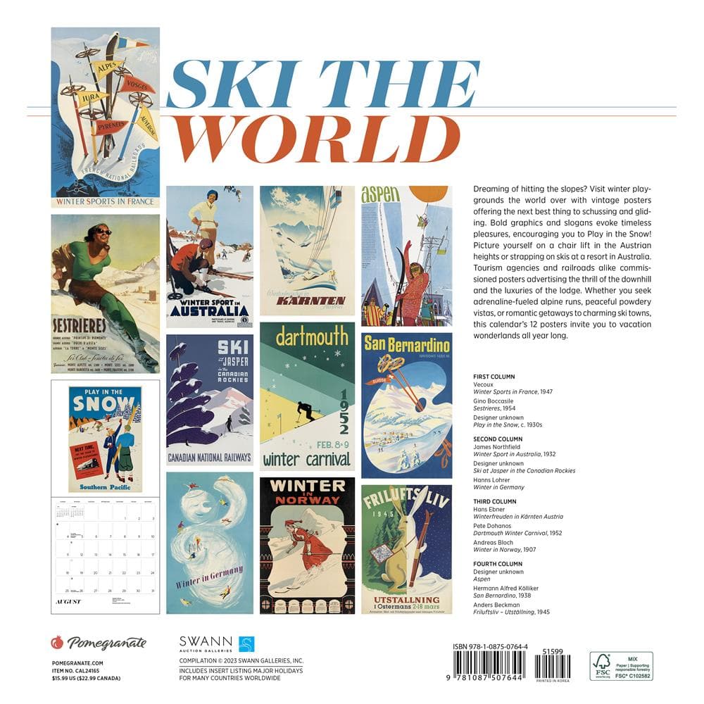 Ski the World 2024 Wall Calendar product image