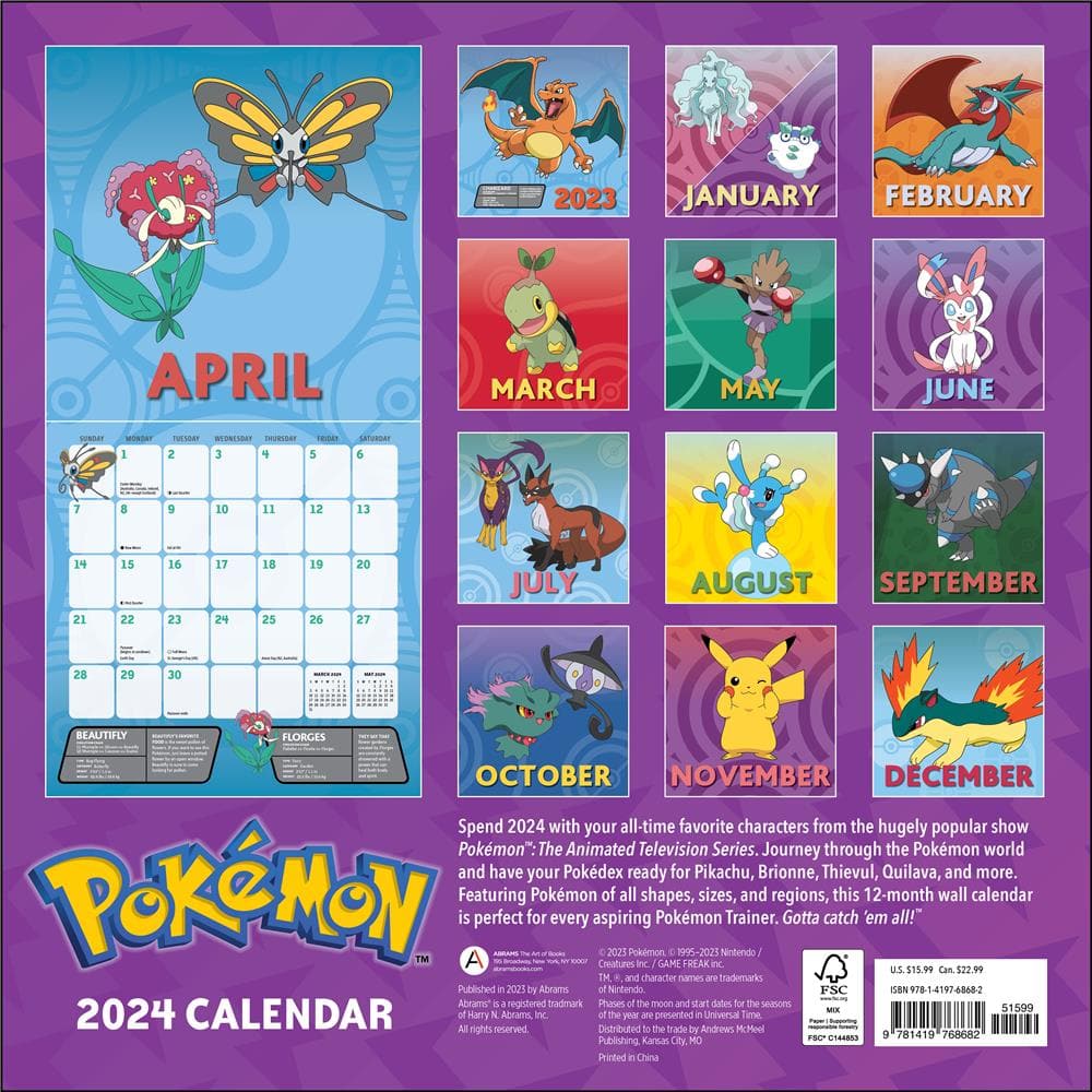 Pokemon 2024 Square Wall Calendar