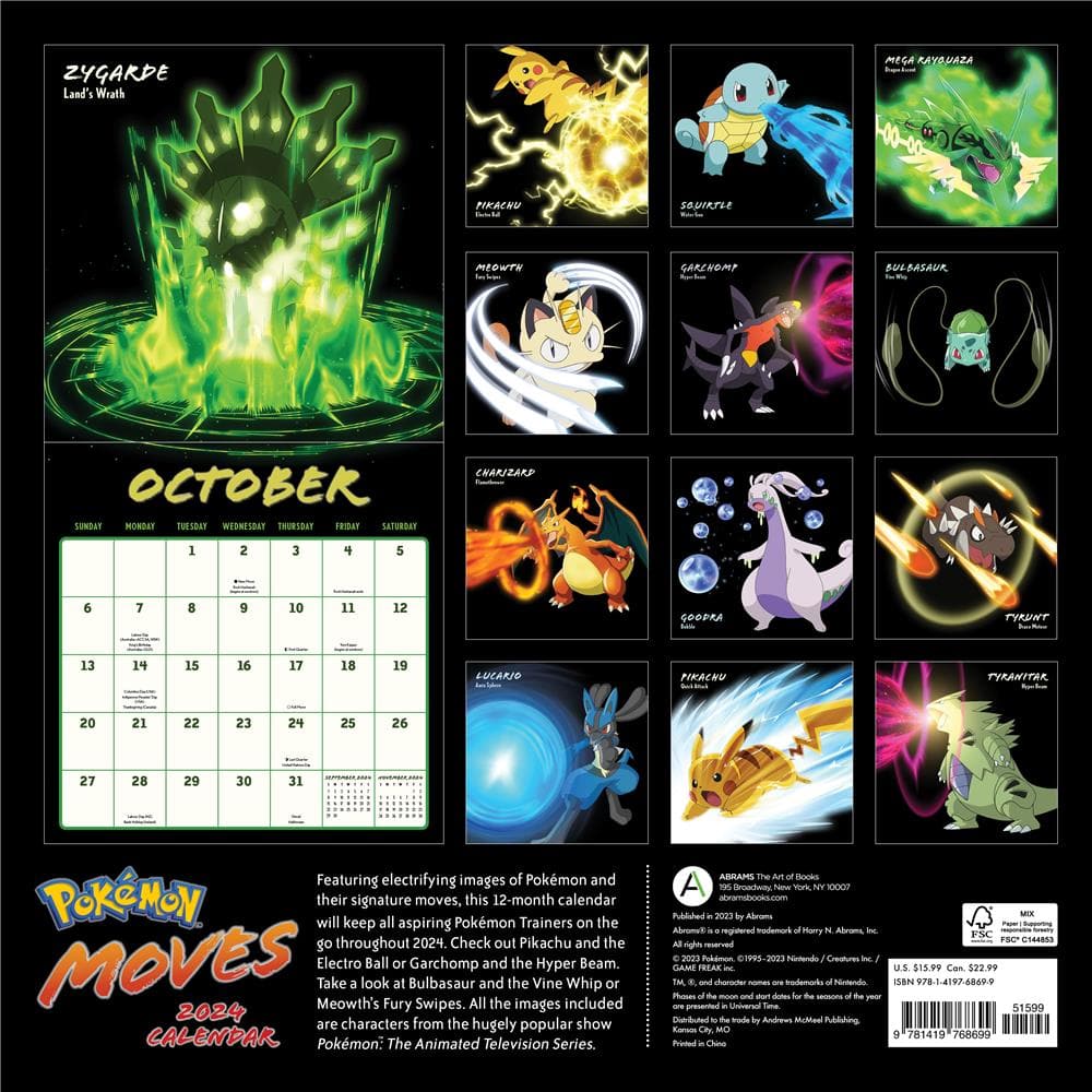 Pokemon Moves 2024 Wall Calendar product image