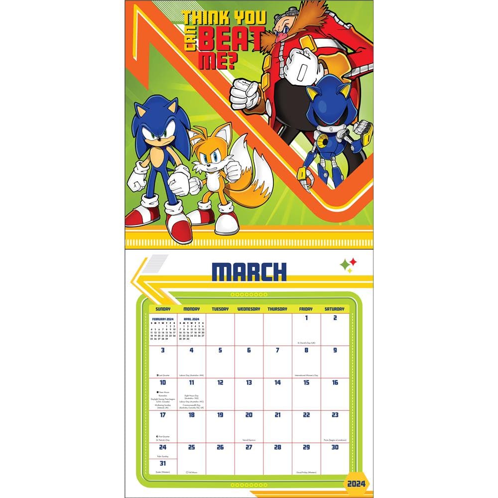 9781419768729 Sonic the Hedgehog 2024 Wall Calendar Harry N. Abrams Inc 