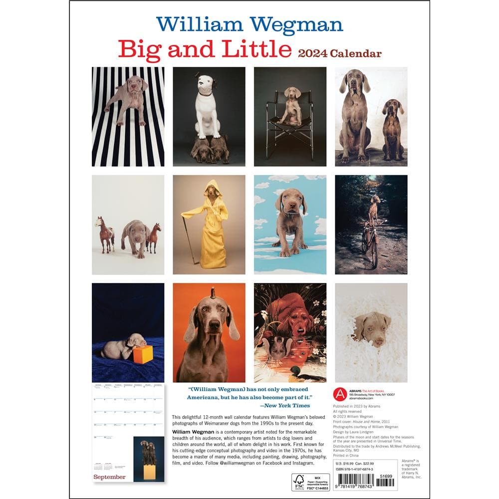 William Wegman Big and Little 2024 Wall Calendar product image