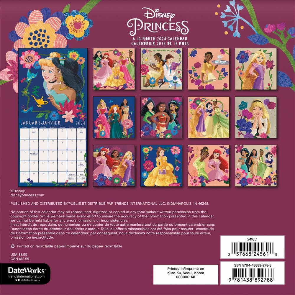 Disney Princess 2024 Bilingual Mini Calendar product image