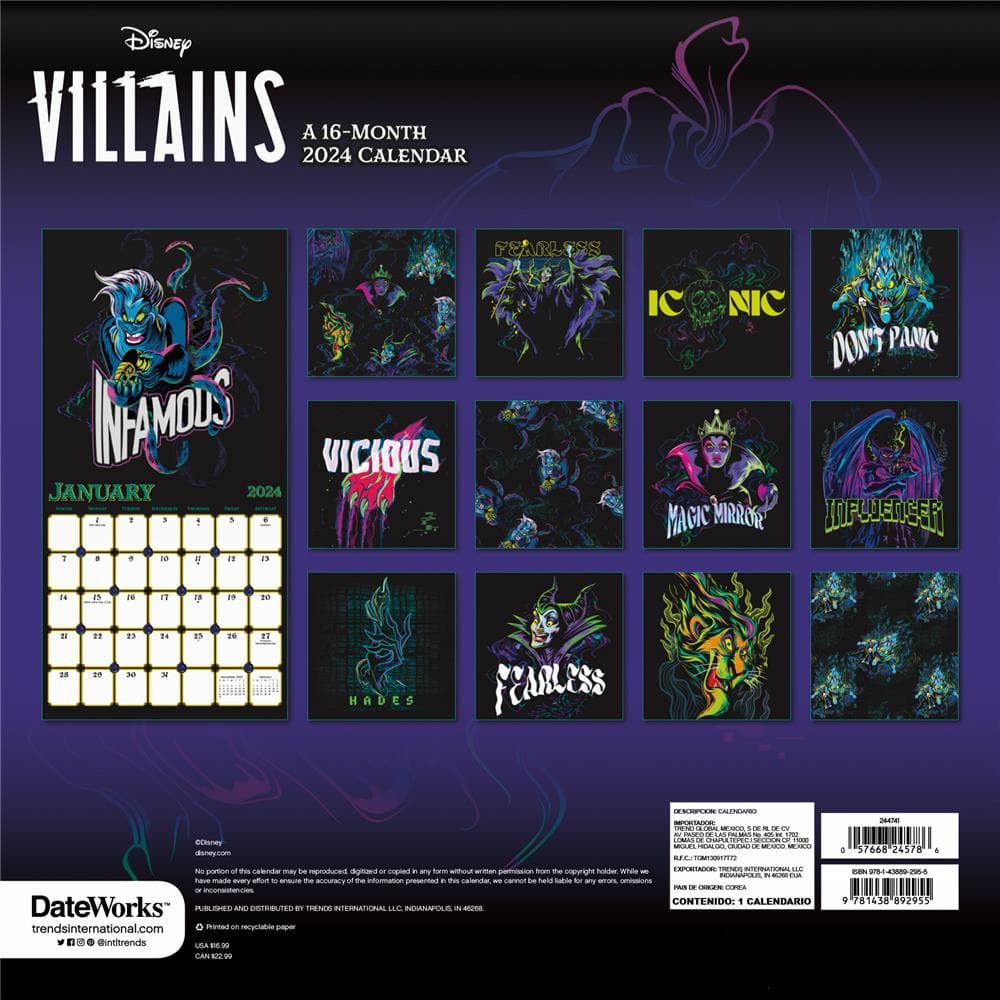 Disney Villains 2024 Wall Calendar product image
