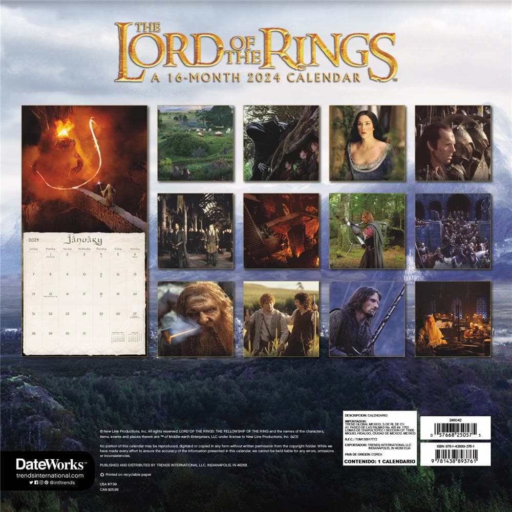 Lord of the Rings 2024 Wall Calendar product image