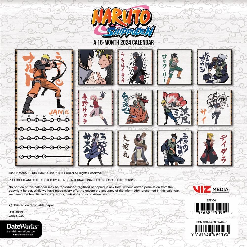 Naruto Shippuden 2024 Mini Calendar product image