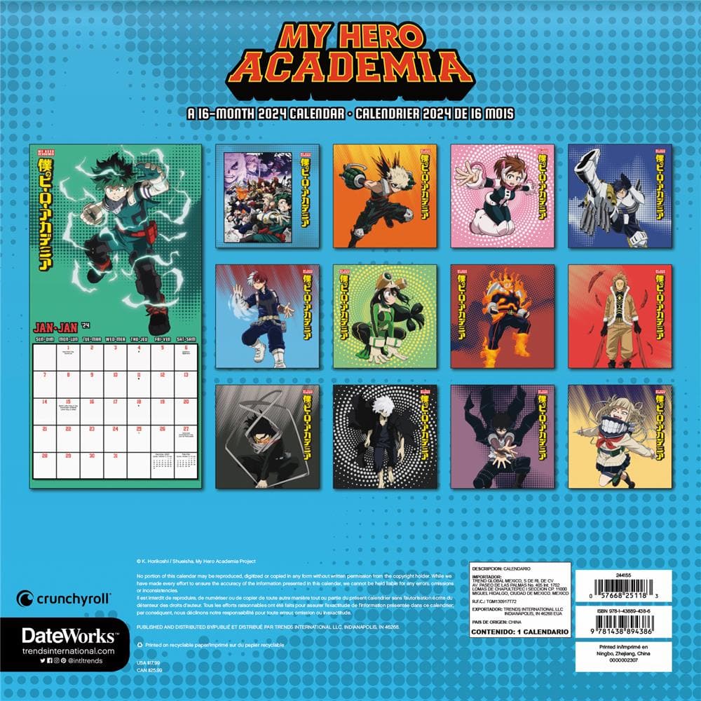 My Hero Academia 2024 Bilingual Wall Calendar  product image