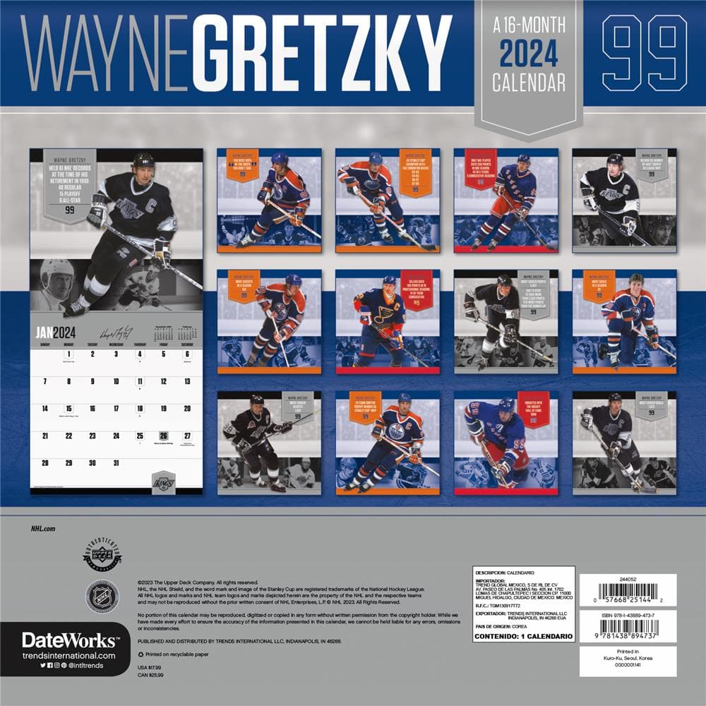 NHL Wayne Gretzky 2024 Wall Calendar product image