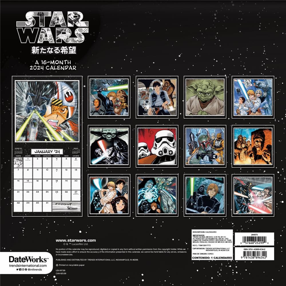 Star Wars Manga Madness 2024 Wall Calendar  product image