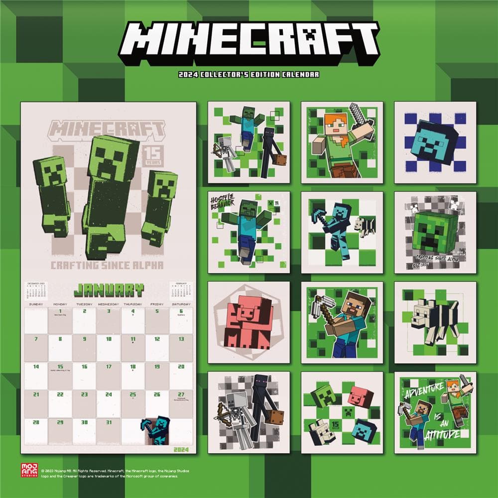 Minecraft 15 Year Anniversary 2024 Collectors Edition Wall Calendar  product image