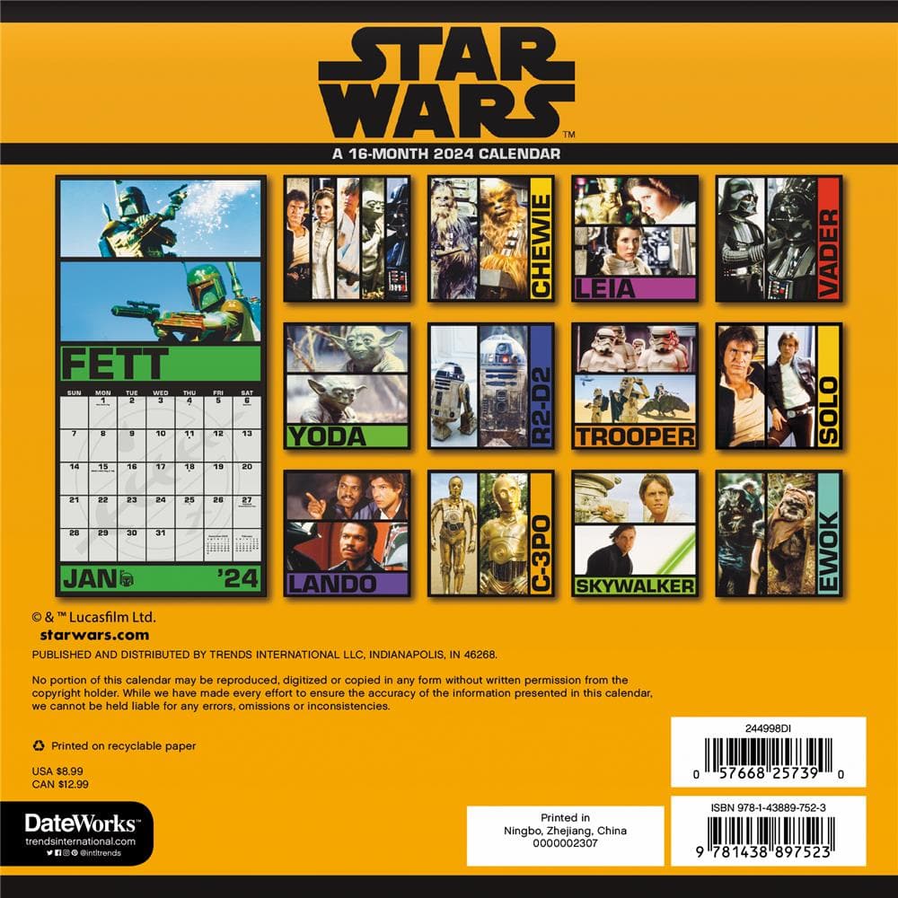9781438897523 Star Wars 2024 Exclusive Mini Calendar Trends
