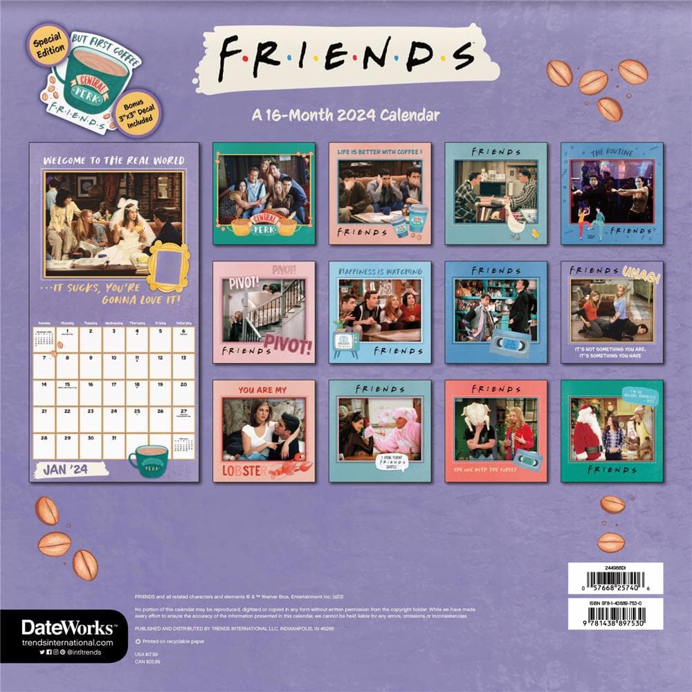Friends 2024 Exclusive Wall Calendar with Decal product image