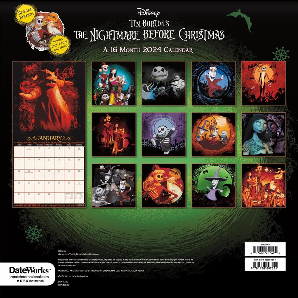 Nightmare Before Christmas 2024 Exclusive Wall Calendar with Decal product image