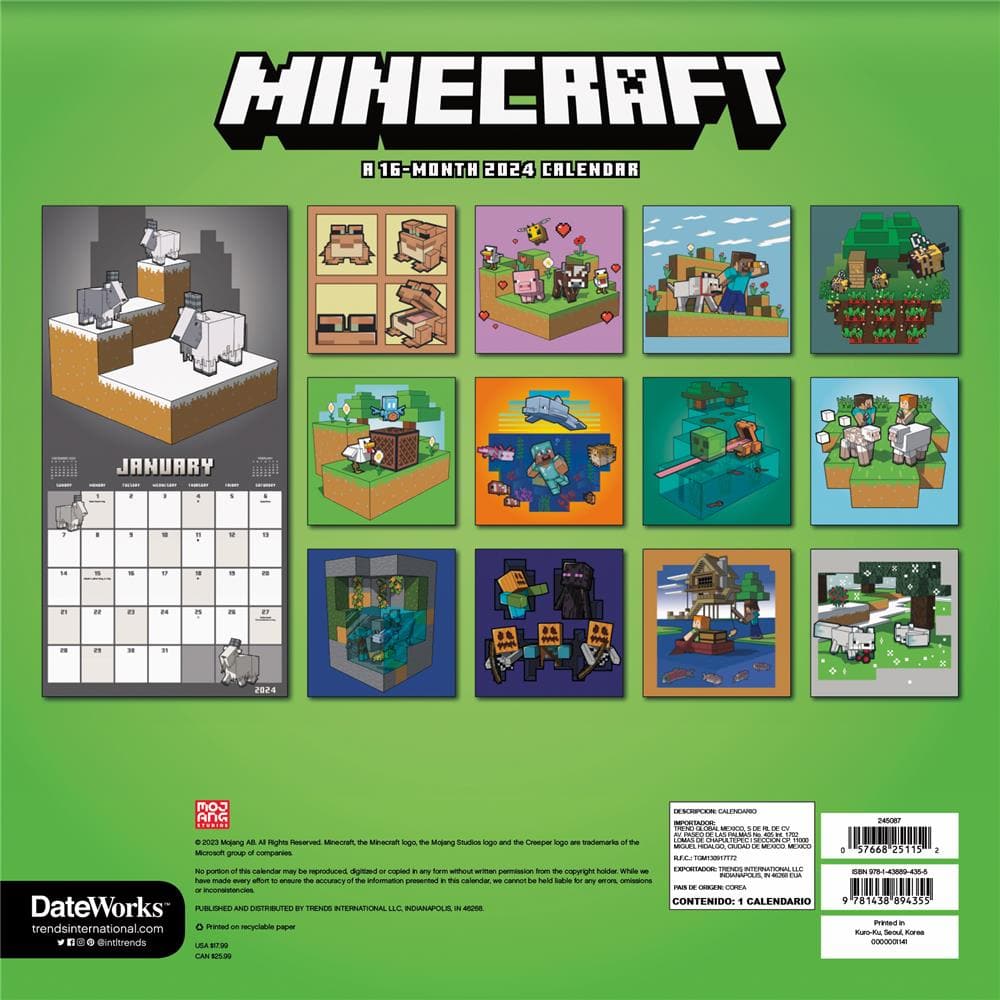 Minecraft 2024 Exclusive Wall Calendar with Decal product image