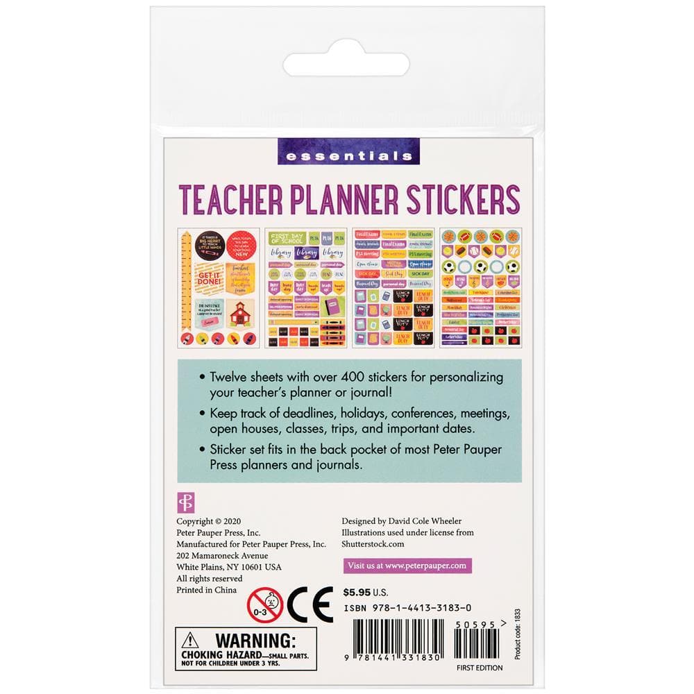 Teacher Planner Stickers Back Cover