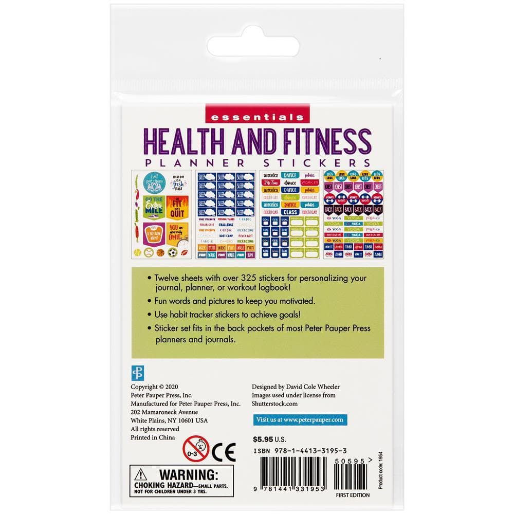 Heath and Fitness Planner Stickers Back Cover