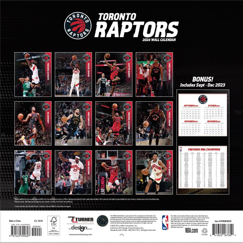 NBA Toronto Raptors 2024 Mini Calendar product image