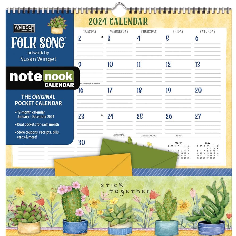 Folk Song 2024 Note Nook Wall Calendar product image