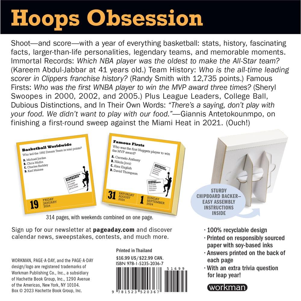 Year of Basketball Trivia 2024 Box Calendar  product image