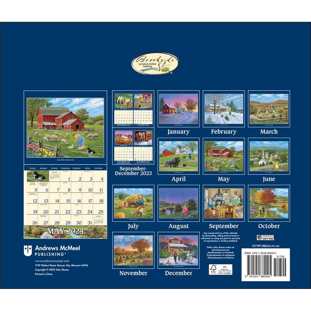 Country Seasons John Sloanes 2024 Deluxe Wall Calendar product image