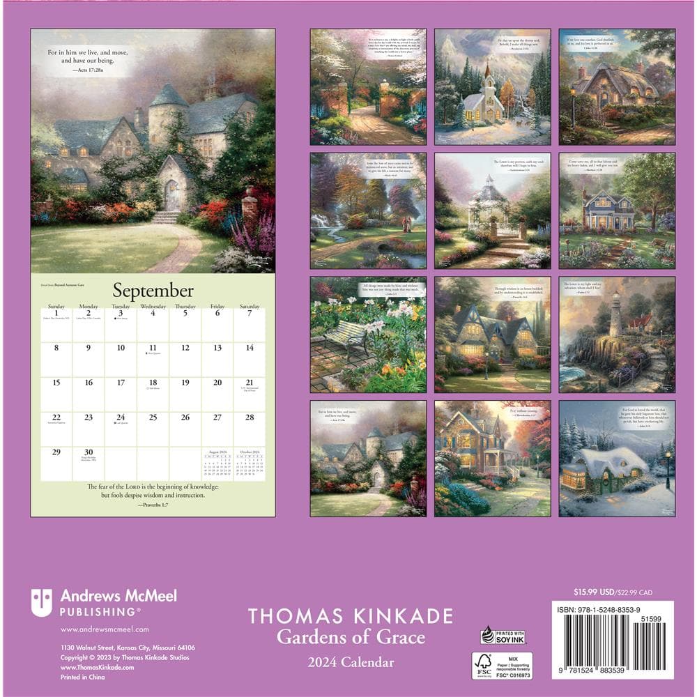 Kinkade Gardens of Grace with Scripture 2024 Wall Calendar product image