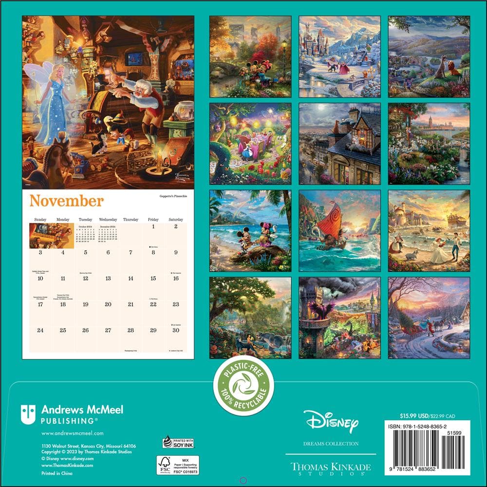Kinkade Disney Dreams Collection 2024 Wall Calendar product image
