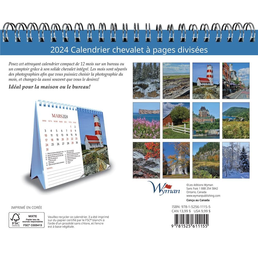 Quebec 2024 Easel Calendar (French) product image