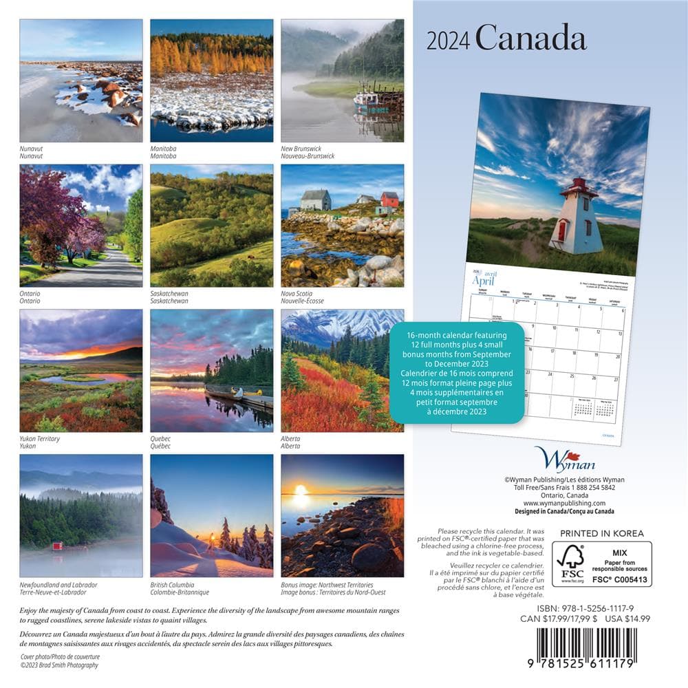 Canada Medium 2024 Bilingual Mini Calendar product image