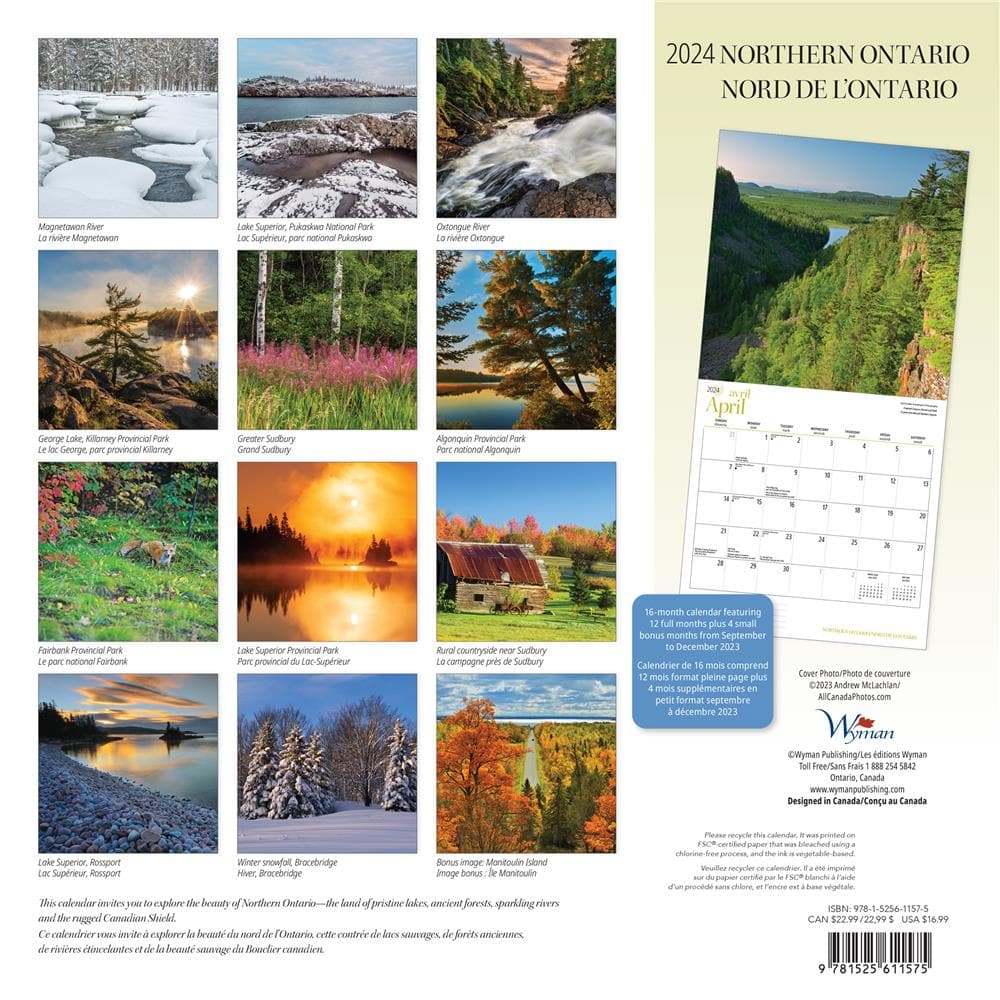 Northern Ontario 2024 Bilingual Wall Calendar product image