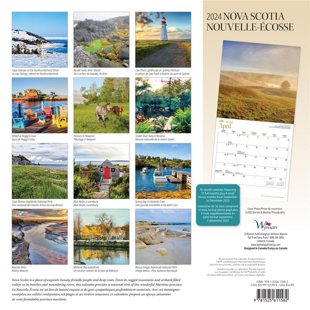 Nova Scotia 2024 Bilingual Wall Calendar product image