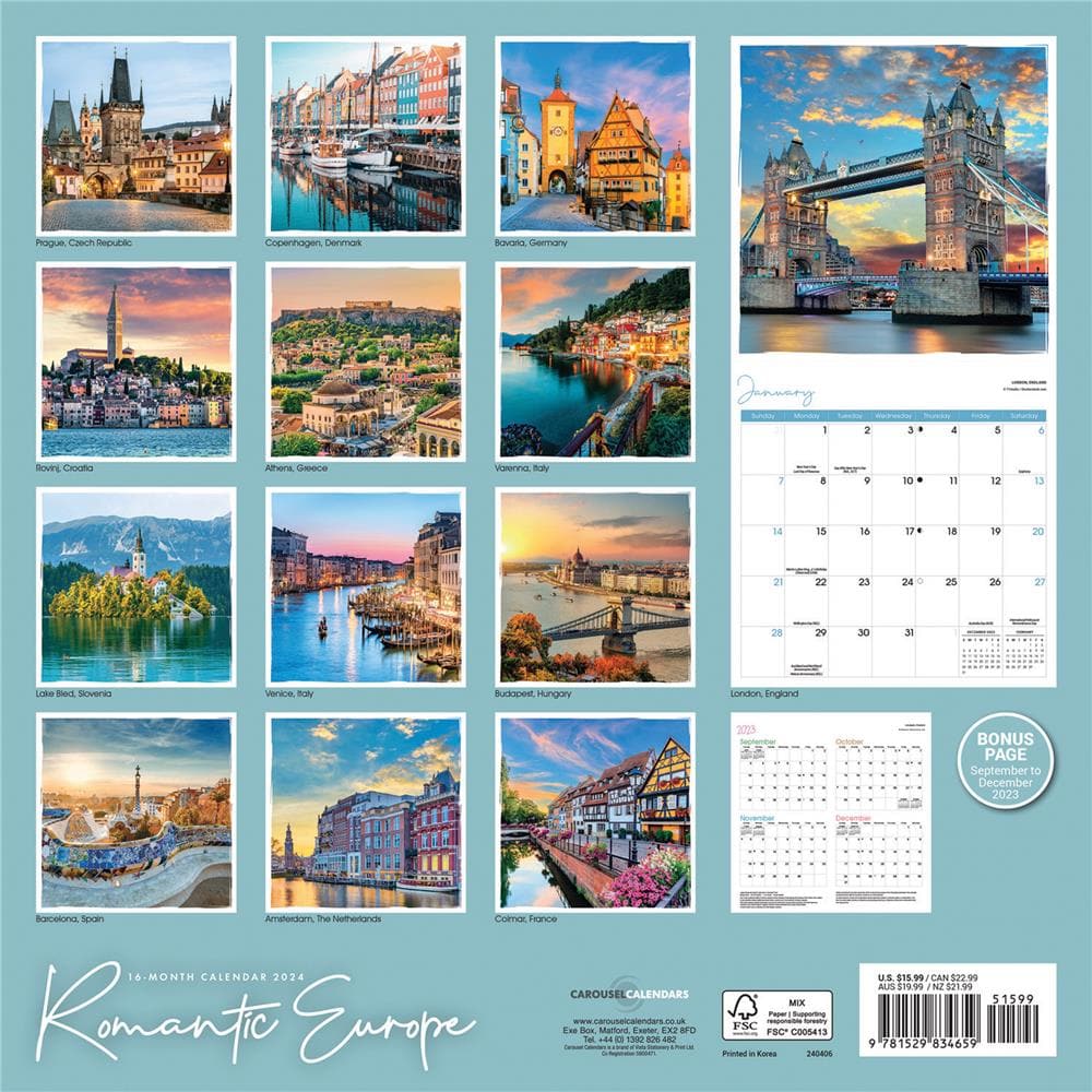 Romantic Europe 2024 Wall Calendar product image