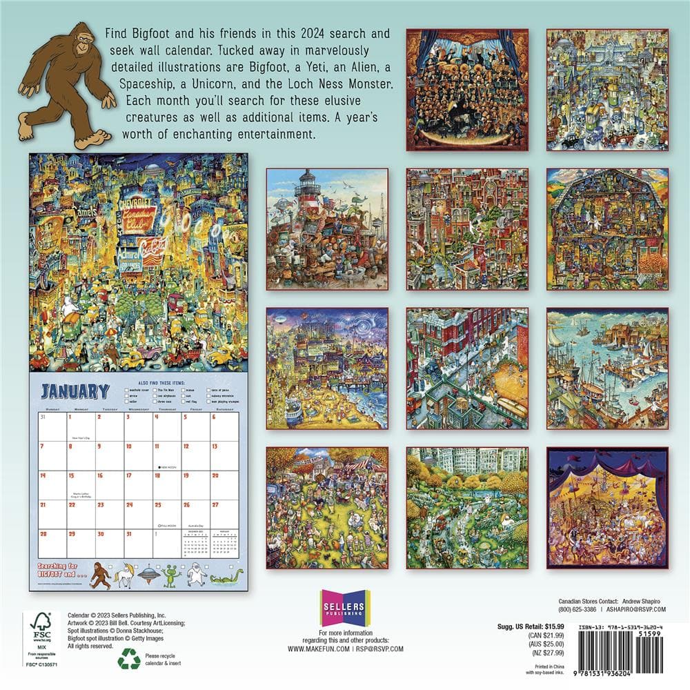 Searching for Bigfoot and His Other Hidden Friends 2024 Wall Calendar product image