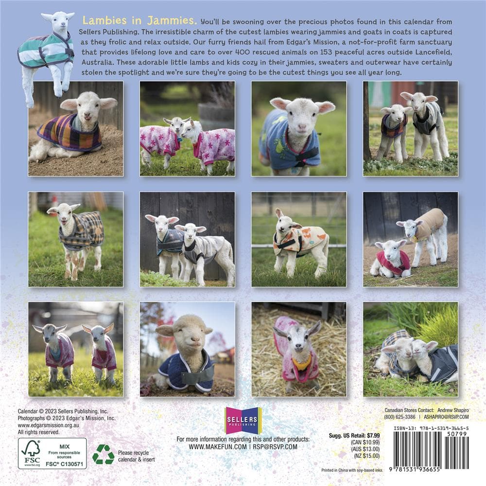 Lambies in Jammies and Goats in Coats 2024 Mini Calendar product image