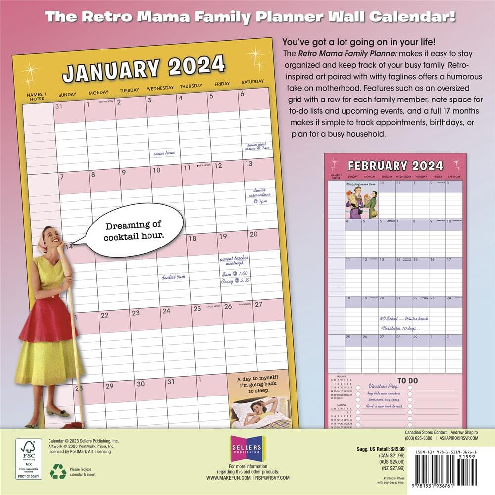 Retro Mama 2024 Wall Calendar product image