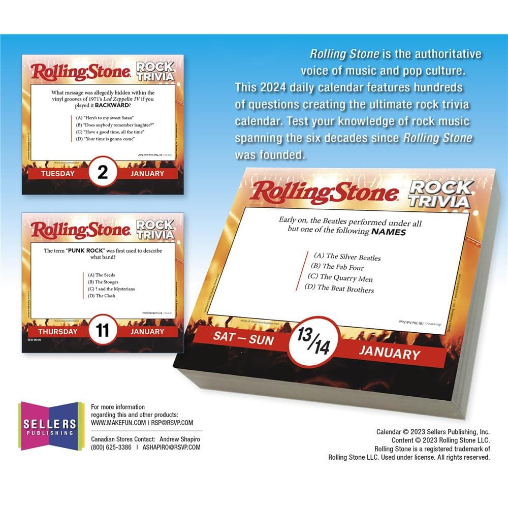 Rolling Stone Rock Trivia 2024 Box Calendar  product image