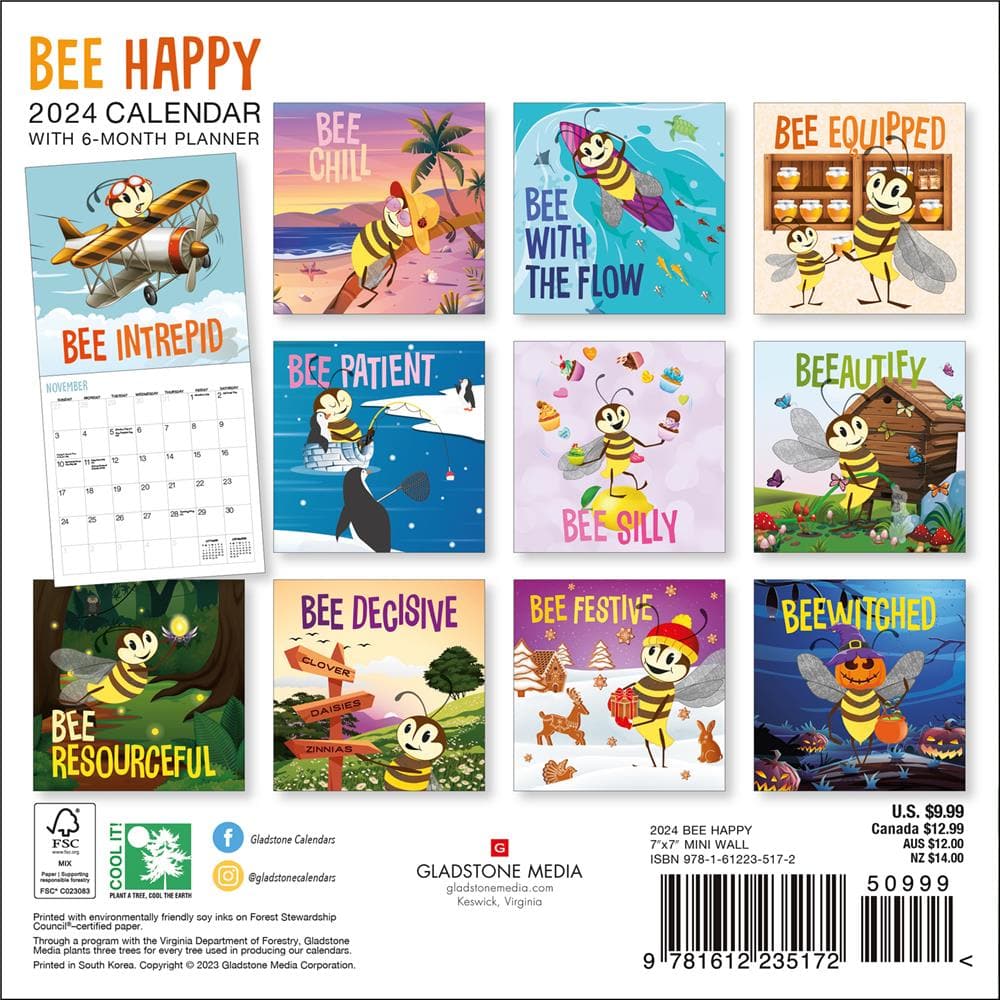 Bee Happy 2024 Mini Calendar  product image