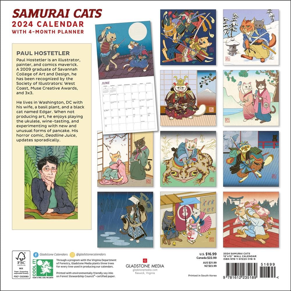 Samurai Cats 2024 Wall Calendar  product image