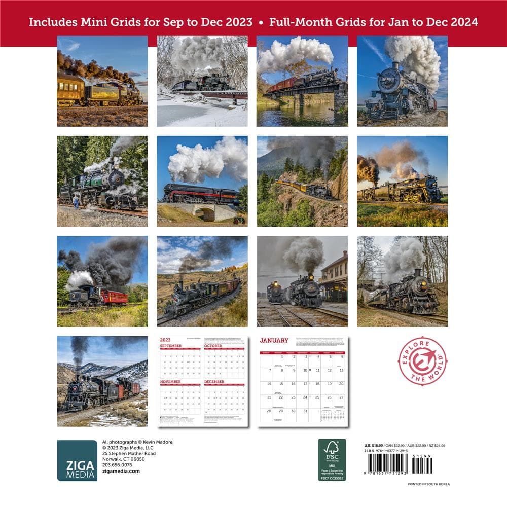 Steam Trains 2024 Wall Calendar product Image