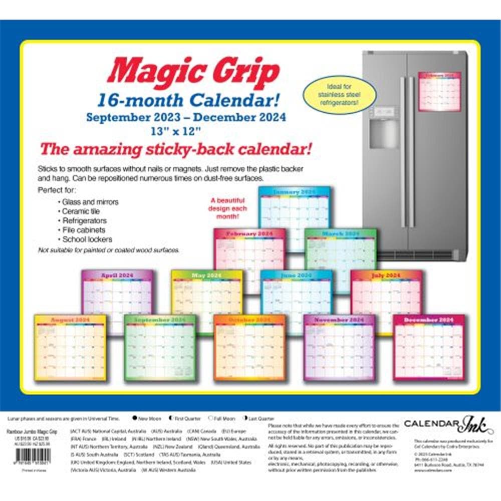 Rainbow Jumbo Magic Grip Wall Calendar product image