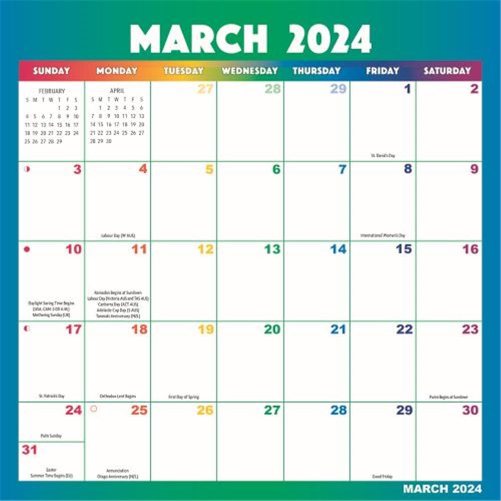 Rainbow Jumbo Magic Grip Wall Calendar product image