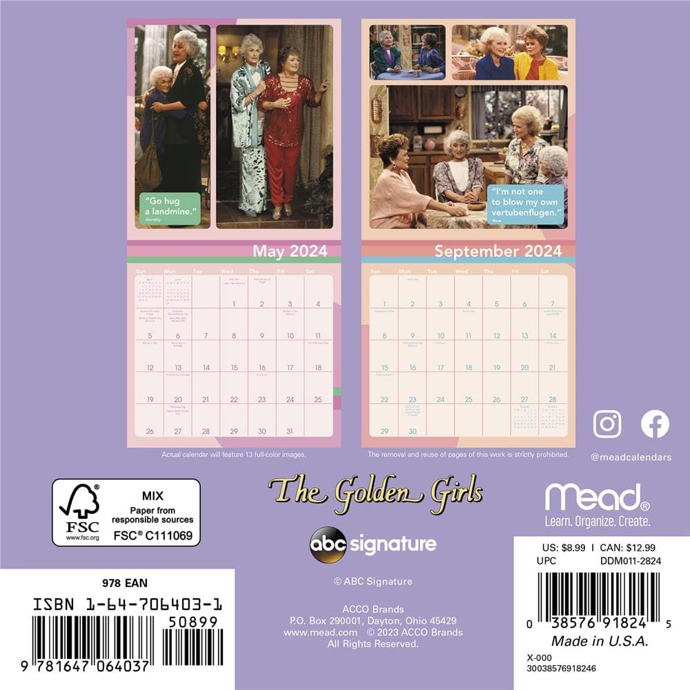 Golden Girls 2024 Mini Calendar - Online Exclusive product image